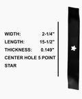 Lawn mower blade with dimensions for Beefed Up Deck Rebuild Kit For 46 Inch Craftsman Poulan Lawn Tractors With Spindle Assembly Replaces OEM 143651