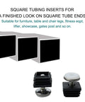 Squash That Floor Wobble Fast With Premium Adjustable Leveling Feet Sized For Square Tubing Furniture Glides Table Desk Leg Hardware Base Pads Eight Full Sets, showing black square tubing inserts.