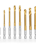 Kickass Titanium Drill Bit Set Eight Piece High Speed Steel Kit With Three To Ten Millimeter Options For Metal Wood And Fasteners, detailed view of drill bits.