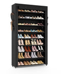 Tall Narrow 10 Tier Shoe Rack With Cover, Vertical Shoe Organizer For Closet Or Entryway, Holds 50-55 Pairs, Black
