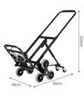Stair Climbing Folding Cart Hand Truck With Heavy Duty Carbon Steel Frame And Rubber Wheels, Multi Use Dolly For Moving, Camping, Office, Warehouse, Shopping And More, Strong Bearing Capacity And Durable, Easy to Fold, 110cm x 65cm x 46cm