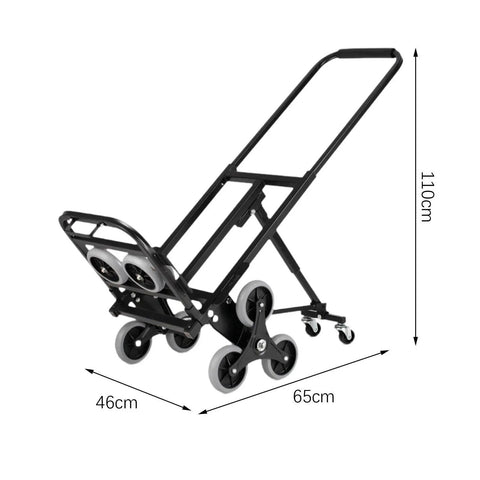 Stair Climbing Folding Cart Hand Truck With Heavy Duty Carbon Steel Frame And Rubber Wheels, Multi Use Dolly For Moving, Camping, Office, Warehouse, Shopping And More, Strong Bearing Capacity And Durable, Easy to Fold, 110cm x 65cm x 46cm