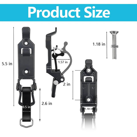 Eight Piece Shovel Mount For Roof Rack Heavy Duty Clamp Kit Bracket dimensions and components displayed, quick release clamp 1.57 inch