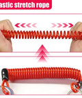 Tough As Nails Trailer Breakaway Cable With Universal RV Camper Brake Tether Line showing elastic stretch rope in red.