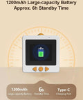 Sweet Smart AI Voice Activated Sticker Printer Portable Inkless Thermal Craft Device With Touchscreen Panel battery specifications display showing 1200mAh capacity and 6h standby time.