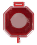 Top view of Lockout Box Type Transparent Emergency Stop Button Cover For Industrial Electrical Equipment with red trim.