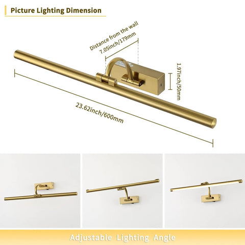 Wireless Picture Lights With Remote And Timer Dope Rechargeable Brass Gallery Lighting For Over Frame Portraits Battery Operated 5W