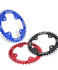 104 BCD Wide Bicycle Chainring Set For Road BMX And MTB Bikes 34T 38T 42T Aluminum Alloy Upgrade in blue, red, and black colors
