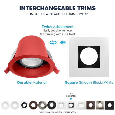 Top Shelf 12 Pack 4 Inch Square Led Recessed Lights With J Box Adjustable 5Cct 2700K To 5000K featuring interchangeable trim designs.