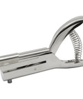 Professional Hardened Steel One Hand Sheet Metal Hole Punch That Easily Shreds Copper Brass Aluminum And Thin Steel Plates With Zero Sweat Heavy Duty Smooth Operator, angled view showing stainless steel construction.