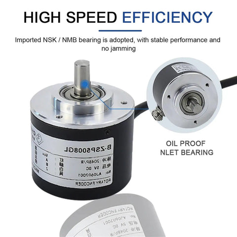 50mm Incremental Rotary Encoder With 8mm Shaft Optical AB Quadrature Two Phase Pro Grade High Resolution PPR Options 10 1024 3600