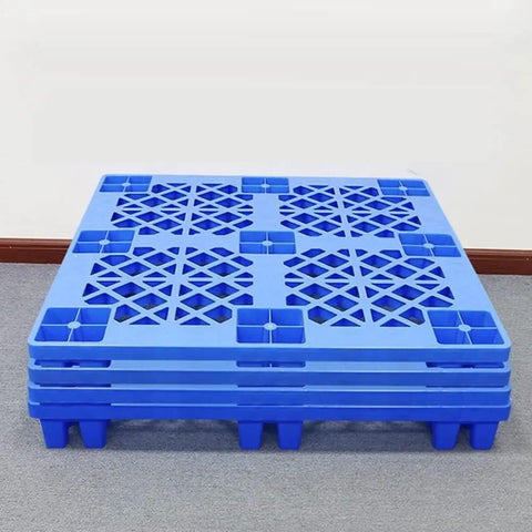 5-pack blue Reusable Plastic Pallet System With Nestable Modular Trays And Grid Design For Wet Areas Like Kitchens And Garages