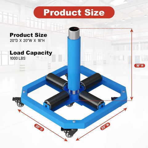 Cable Reel Turntable With Locking Wheels For Reels Up To 36 Inch Diameter Portable Wire Spool Rack 1000 Lb Load Capacity Blue Cable Caddy