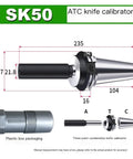 CNC BT30 BT40 BT50 ATC Spindle Calibration Shank Tool Changer Arm Alignment Gauge Heavy Duty steel knife calibrator with dimensions.