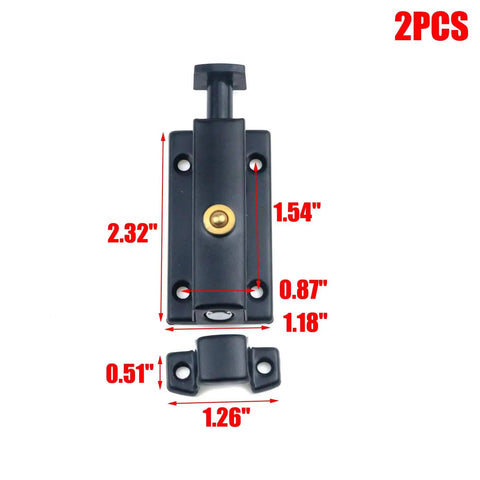 Beefy Stainless Steel Spring Loaded Latch Pin Door Bolt Lock Black Sliding Barrel Latch With Screws Heavy Duty Security Lock For Doors Chests And Cabinets Universal Mount Works On Vertical Horizontal Left Or Right Hand Pack Of 2