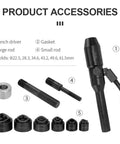 Hydraulic Knockout Hole Punch Driver Set 22.5mm To 61.5mm For Electrical Conduits And Metal Sheets, showing punch driver and accessories.