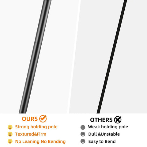 Comparison of strong holding pole for Industrial Floor Lamp With Hanging Glass Shade In Black Farmhouse Vibe vs weak pole.