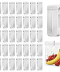 40 Pack Vacuum Storage Bag Sealing Clips With Sliding Grip Zipper Bag Sealer, arranged with sealed bag containing fruits