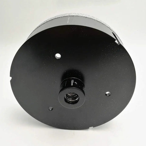 Bottom view of 6-inch Diamond Core Drill Bit for porcelain tile with vacuum brazed hole saw and U groove tooth.