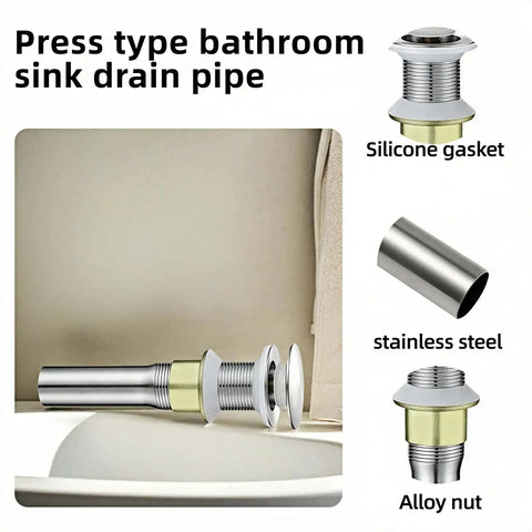 No Drama Pop Up Sink Drain For No Overflow Basin Stainless Steel Hair Catcher Grime Trap Brushed Nickel Smooth Finish Quick Pull Cleanup Deck Drain Plumbing Repair