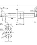 Technical diagram of Anti Backlash Ball Screw SFU1605 RM1605 with end machining dimensions, 16mm diameter, 5mm lead, 1000mm length