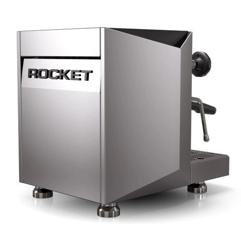 Side view of Giotto Fast R Espresso Machine With Rotary Pump And Heat Exchanger And PID Temperature Control in chrome finish.