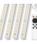 Go To Cordless Under Cabinet LED Lights With Remote Control Rechargeable 20 LED Dimmable Closet Light Stick On Anywhere For Kitchen And Wardrobe Easy Touch Night Light 4 Pack with remote and charging cable
