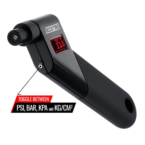 Beefy Digital Tire Pressure Gauge With Backlit LCD Display, 5-150 Psi Range, Angled Head, Rubber Grip, Auto Shutoff, Easy Unit Switching Between Psi Bar KPa Kg-Cm2, Accurate To Within 0.5 Psi on black display
