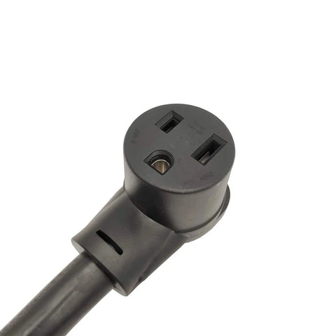 Close-up of NEMA 10-50P To 6-50R Welder Adapter Cord 50 Amp 250V 6 AWG Copper Wire 1.5 Foot plug