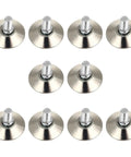 Heavy Duty Adjustable Swivel Leveling Feet For Furniture With Thick Anti Scratch Bumpers And Rock Solid Grip No Hassle Setup table leg stabilizers, silver metal, set of 10.