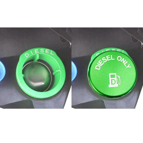 Dodge Ram 2019 To 2025 Green Aluminum Magnetic Diesel Fuel Cap With DEF Cap Magnetic Fuel Tank Cap With Built In Magnet Easy Install And Secure Seal