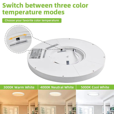 2 Pack 12 Inch LED Round Flat Panel Light With 3 CCT Selectable Color Temperature 3000K 4000K 5000K 24W Edge Lit Flush Mount