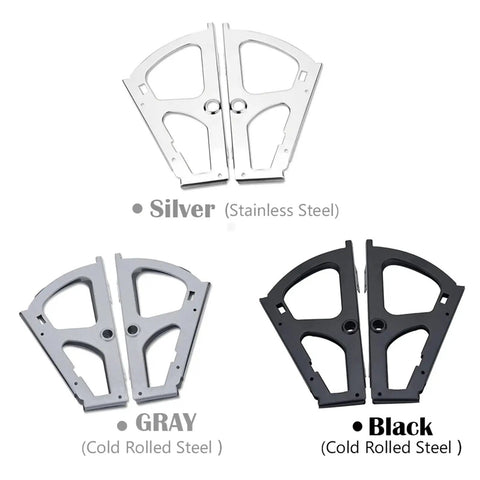 Heavy Duty Stainless Steel Furniture Hinges For Drawers And Cabinets Foldable Self Installing Shoe Rack Hardware in silver, gray, and black finishes.