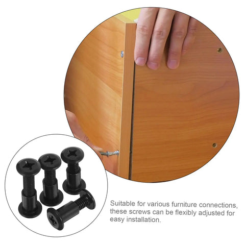 Heavy Duty Steel Screws And Nuts 170 Set Assortment Kit For Furniture Assembly with black screws shown during installation.
