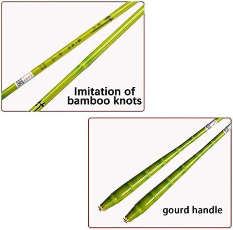 Beefy Portable Telescopic Fishing Rod With 360 Degree Rotating Tip Carbon Fiber Imitation Green Bamboo Design showing bamboo knots.