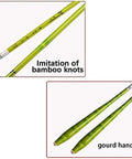 Close-up of Telescopic Fishing Rod Portable Crucian Pole with green imitation bamboo look and gourd handle design.