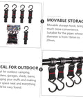 Image of Outdoor Camping Hooks 5 Pack Small S Shaped Utility Hangers With Straps showcasing hooks hanging on a rod for tent storage.