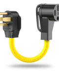 Heavy Duty Nema 14-30 To 14-50 R Ev Charger Adapter Cord With Slick Grip Handle And Solid Copper Build For Tesla Drivers, yellow cable design.