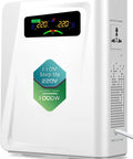 1000W Step Up Transformer 120V To 240V Power Converter with display and sockets, suitable for coffee makers and rice cookers, white.