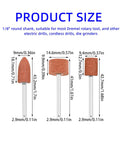 Sixty Piece Aluminum Oxide Mounted Grinding Stones Set With One Eighth Inch Shank for Dremel Rotary Tools size chart