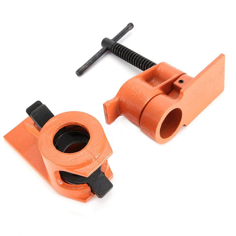 Heavy Duty 1 Inch Pipe Clamp Jaws Vise Fixture Set For Woodworking Tools, cast steel construction shown from the top.