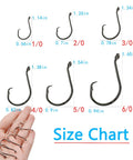 Saltwater Circle Hooks Set 160 Pieces With 6 Sizes High Carbon Steel Catfish And Octopus Fishing Hooks Size Chart