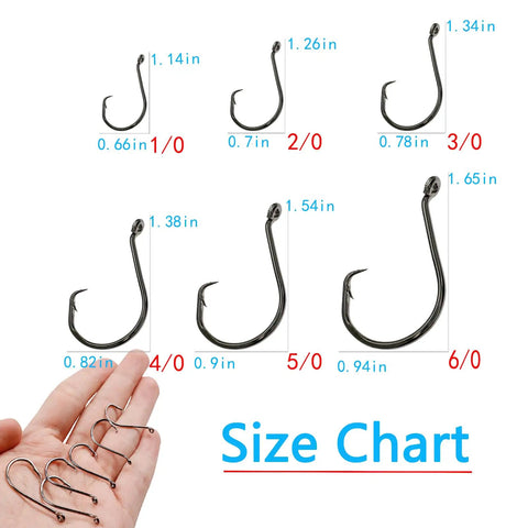 Saltwater Circle Hooks Set 160 Pieces With 6 Sizes High Carbon Steel Catfish And Octopus Fishing Hooks In Portable Plastic Box Durable Tackle For