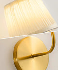 Top Tier Battery Operated Wall Sconces With Wrinkle Free Fabric Shade And Handy Remote Control For Chill Ambient Bedroom Lighting Modern Room Upgrade Set close-up of fabric shade and gold wall mount.