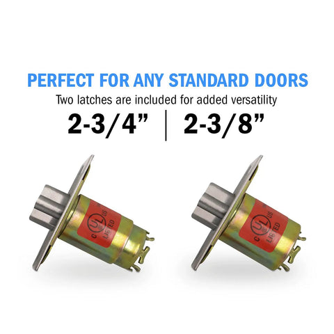 Two UL listed latches for Grade 2 Heavy Duty Cylindrical Lever Lockset ADA UL Listed Satin Chrome US26D Entry Reversible Doors