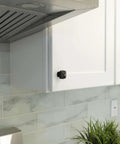 Solid Zinc Alloy Cabinet Pull Knob One And One Eighth Inch Oil Rubbed Bronze installed on kitchen cabinet