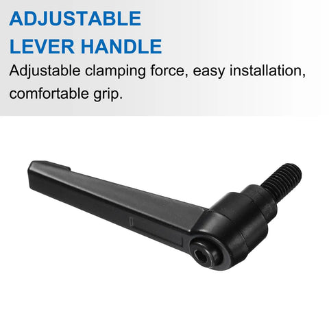 Pack Of Ten Black Adjustable Locking Lever Handles Featuring M8 X 16mm Metric Male Thread Tight Quick Crank Action Built For Serious Workshop Rigs And Smooth No Sweat Clamping Swaps - close up of lever handle with threaded stud.