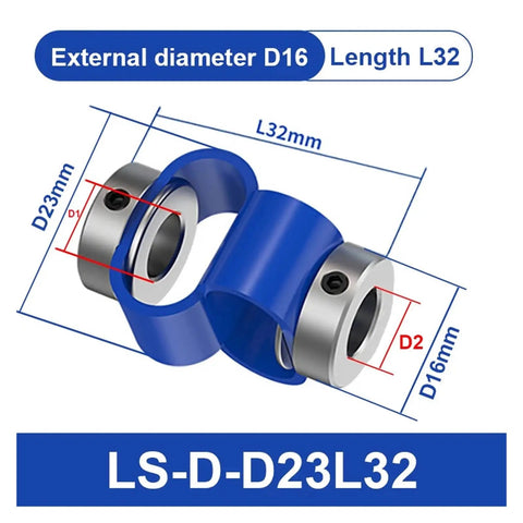 Super Tight Encoder Shaft Coupling Built Badass For Smooth Torque Transmission And Rock Solid Vibration Damping With Heavy Duty Heat Resistant Insulation That Keeps Things Running Cool, showing dimensions L32mm, D16mm.