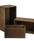 Set Of 3 Nesting Wooden Crates With Handles For Easy Grabs, Pine Wood Stackable Storage Boxes For Home Office Closet Shelves