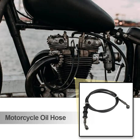 Universal 120cm Braided Steel Motorcycle Hydraulic Line Clutch Oil Pipe Black PVC Fuel Hose Replacement